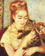 Pierre Renoir Woman with a Cat oil painting artist